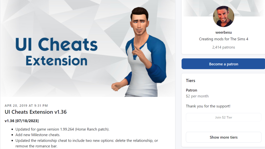 UI Cheats Sims 4 Mod